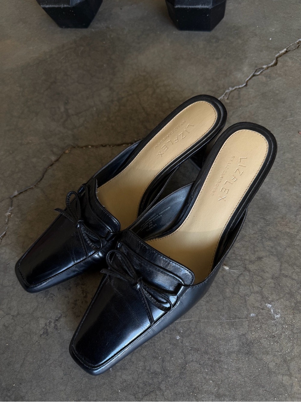Vintage Leather Slip-On Mule Heels